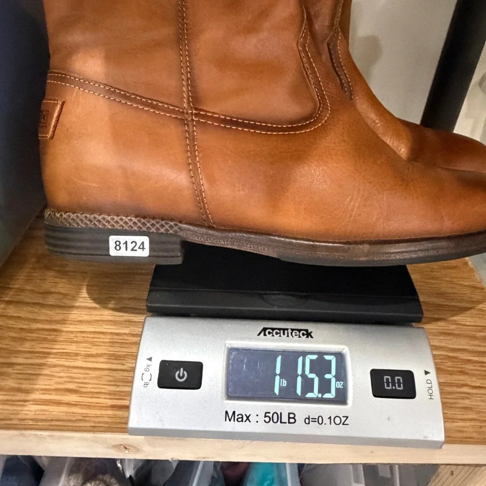 Pikolinos Tall Riding Boots Women 40 Cognac Brown Leather Back Zip Equestrian